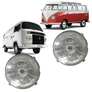 Par Farol Kombi 1974 A 2012 Carcaça Em Aço Lente Vidro 180mm