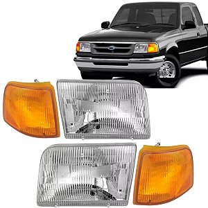 Kit de Farol Principal e Pisca Dianteira Ford Ranger 1994 a 1997