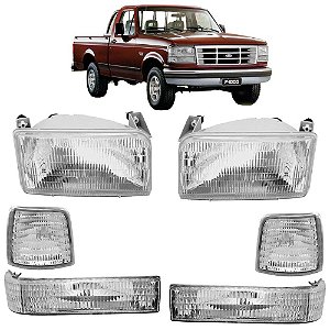 Kit de Farol e Pisca Ford F1000 e F4000 1996 a 1998 Lanterna Cristal