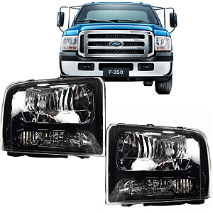 Par de Farol Principal Máscara Negra F250 F350 F4000 AMERICANO