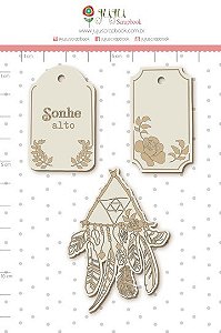 Chipboard Juju Scrapbook Branco Coleção Sonho Meu Sonhe Alto