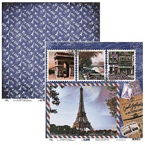 Folha Scrapbook Paris e Postal Vintage 9502 OK Scrapbook