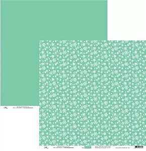 Folha Scrapbook Floco de Neve com Verde Claro 7950 OK Scrapbook