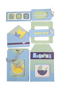Adesivo Chipboard Baby Boy CB6 - Cartela com 6 Pçs Art & Montagem