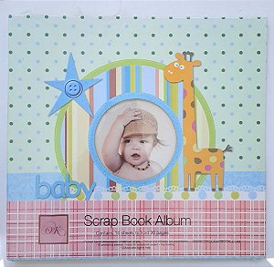 Álbum Scrapbook 30x30 com Pino Bebê Menino - 10 Folhas Plásticas