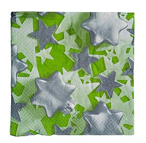 Guardanapo Decoupage Natal Estrelas Fundo Verde 243 com 4 unidades