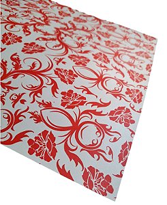 Folha Scrapbook Metalizada Arabesco Vermelho PDAR Metallik