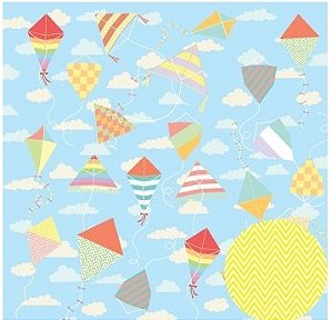 Folha Scrapbook Oficina do Papel Nas Nuvens Pipas 0199100