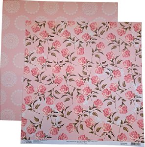 Folha Scrapbook Floral Chique - Rosa 0181300 Oficina do Papel