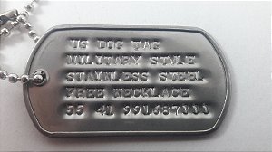 Dog Tag Original U.S. Army com Gravação - Inox Fosco