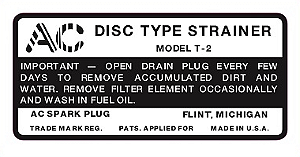 DECALQUE ADESIVO DO FILTRO DE COMBUSTIVEL
