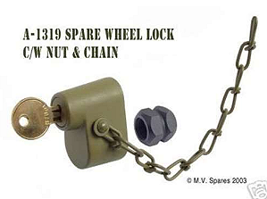 TRAVA ANTI FURTO DO ESTEPE TRASEIRO WILLYS MB GPW (COM PORCA E CORRENTE) - LOCK - SPARE WHEEL - JEEP - w/ Nut & Chain