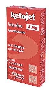 Anti-inflamatório Ketojet Cães e Gatos Agener 10 Comprimidos -5mg