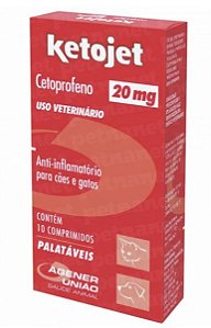 Anti-inflamatório Ketojet Cães e Gatos Agener 10 Comprimidos- 20mg