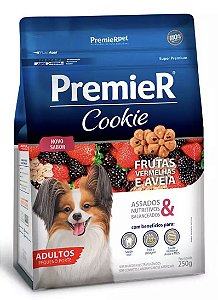 Biscoito Premier Cookie para Cães Adultos de Pequeno Porte Sabor Frutas Vermelhas e Aveia 250g