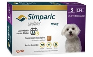 Antipulgas Simparic 10 mg para cães 2,6 a 5 kg