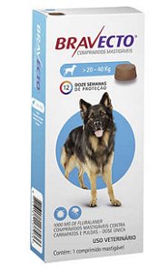 Bravecto 20 a 40kg Antipulgas Oral Cães Comprimido Mastigável *VENCIMENTO SET/23*
