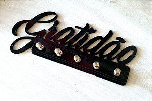 Porta Chaves Gratidão Parede em MDF 3mm Preto