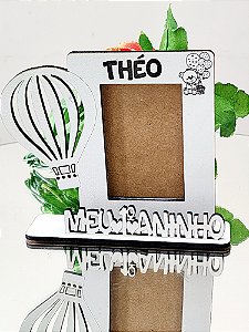 Lembracinha Mini Porta Retrato Diversos Tema Personalizado com Nome -Urso Baloeiro