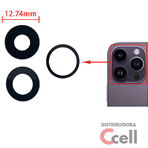 Lente Vidro da Câmera Traseiro Iphone 14 Pro Max (3 Lentes + Cola)