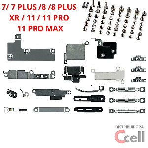 Blindagens de Metal + Parafusos para Iphone 7 / 7 Plus / 8 / 8 Plus / XR / 11 / 11 Pro / 11 Pro Max (Kit Completo)