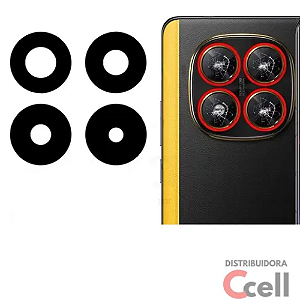Lente de vidro da câmera traseira para Xiaomi Poco X7 5G (KIT C/ 4 LENTES)