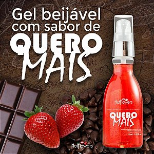 GEL PARA MASSAGEM CORPORAL BEIJÁVEL CHOCOLATE COM MORANGO QUERO MAIS 85ML HOT FLOWERS