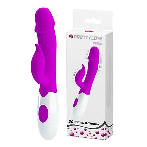 VIBRADOR COM ESTIMULADOR 30 VIBRAÇÕES PETER PRETTY LOVE