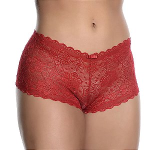 CALCINHA CALEÇON EM RENDA COM FITA DE CETIM TRANSPASSADA