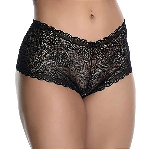CALCINHA CALEÇON EM RENDA COM FITA DE CETIM TRANSPASSADA
