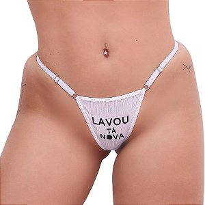CALCINHA FETICHE "LAVOU TA NOVA" + CHOCKER BRANCA
