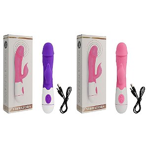 VIBRADOR RECARREGÁVEL COM ESTIMULADOR CLITORIANO COM 30 MODOS DE VIBRAÇÃO BASS