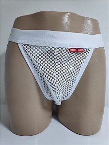 CUECA JOCK STRAPY ARRASTÃO BRANCA FRANTZ DESIGN