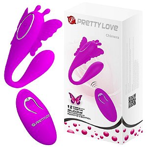 VIBRADOR DE CASAL RECARREGAVEL COM CONTROLE SEM FIO CHIMERA PRETTY LOVE