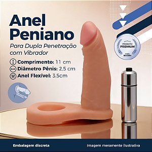 ANEL COMPANHEIRO COM VIBRO BEGE 11X2,5 CM ADÃO E EVA
