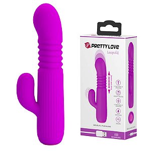 VIBRADOR DE PONTO G E CLÍTORIS COM PONTA COM MOVIMENTO DE VAI E VEM LEOPOLD PRETTY LOVE