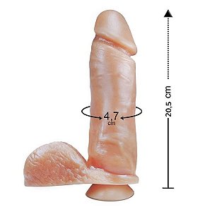 PÊNIS COM ESCROTO E VENTOSA 20X4,7CM