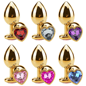 PLUG ANAL METAL DOURADO CORAÇÃO MÉDIO