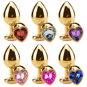 PLUG ANAL METAL DOURADO CORAÇÃO GRANDE