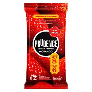 PRESERVATIVOS CORES E SABORES MORANGO LEVE 8 PAGUE 6 PRUDENCE