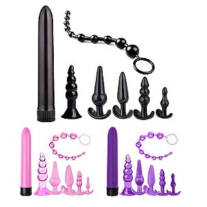 KIT COM 1 VIBRADOR E 6 PLUG ANAL SI