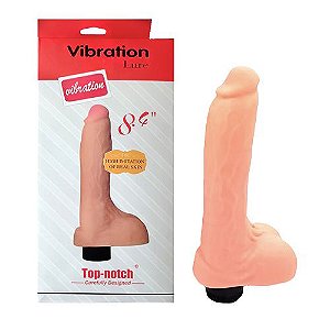 PÊNIS COM ESCROTO CYBERSKIN E VIBRADOR 19 X 4 CM VIBRATION LURE 8.4''