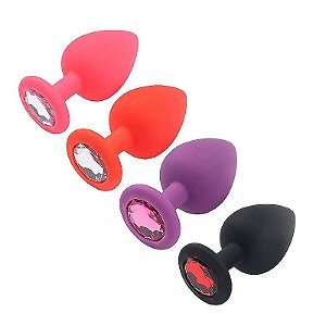 PLUG ANAL DE SILICONE PEQUENO COM PEDRA REDONDA