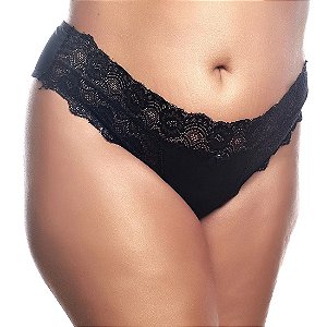 CALCINHA TANGA PLUS COM DETALHES EM RENDA YULLY