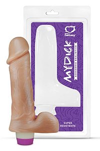 PÊNIS COM ESCROTO VIBRADOR INTERNO 18 X 4,4CM SEXY FANTASY