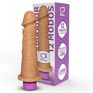 PÊNIS COM VIBRADOR 12 MODOS RECARREGAVEL 18 X 4,4 CM SEXY FANTASY