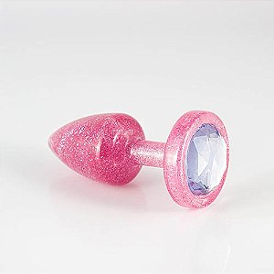 PLUG ANAL GLITTER ROSA PEQUENO LINHA LESS HARD