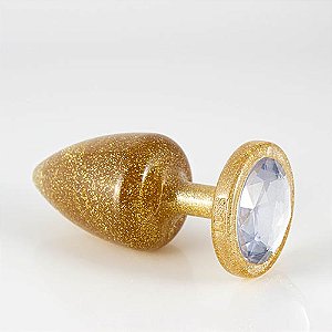 PLUG ANAL GLITTER DOURADO MEDIO LINHA LESS HARD