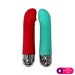 MINI VIBRADOR FORMATO PENIS COM RELEVO MACIO E AVELUDADO RECARREGAVEL