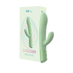 VIBRADOR VAI E VEM COM ESTIMULADOR CLITORIANO ÊXTASE VERDE INTT